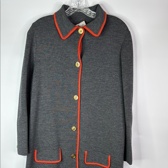 Vintage Gia Ninno Gray Button Wool Long Cardigan Sweater Size 12 - Picture 2 of 9